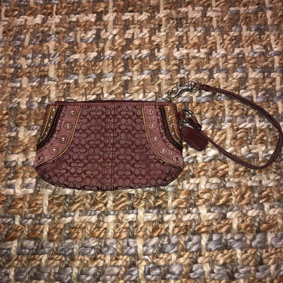 Coach Burgundy Canvas Soho Wristlet - Picture 10 of 12